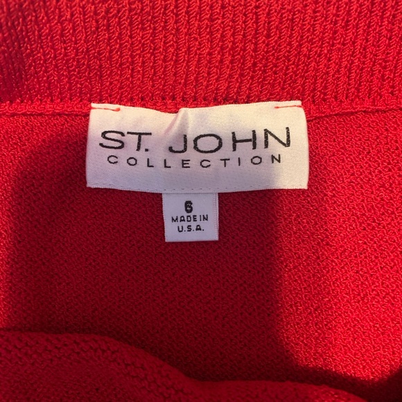 St. John collection Santana knit Vibrant Red Pencil Skirt size 6 made in USA - Picture 3 of 6